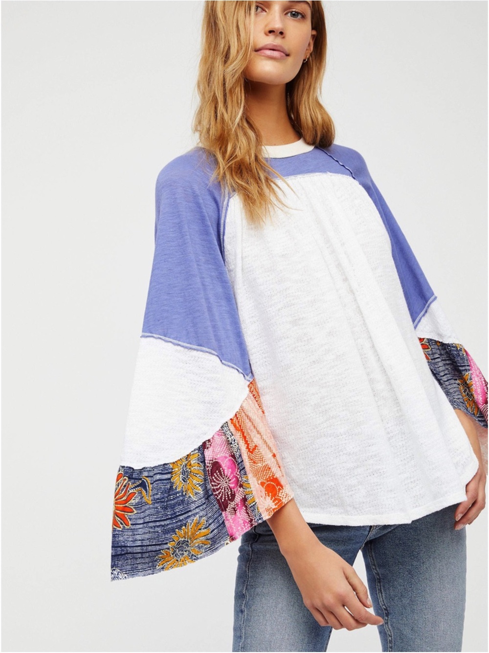 We The Free by Free People “Friday Fever” Boho Patchwork Peasant Blouse - Picture 2 of 8